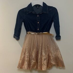 Zunie Denim and Gold Sparkle Dress